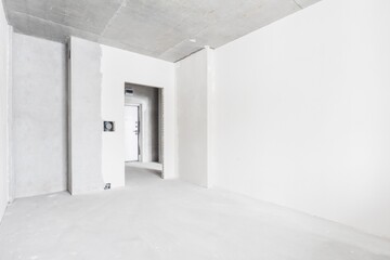 interior of the apartment without decoration in gray colors. rough finish