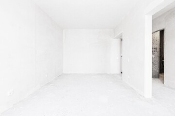 interior of the apartment without decoration in gray colors. rough finish