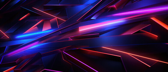 A futuristic neon design with irregular lines and vibrant blue light..