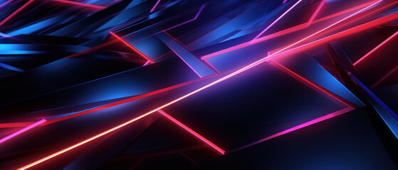 A futuristic neon design with irregular lines and vibrant blue light..