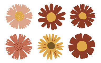 Abstract flowers vector clipart. Spring illustration.