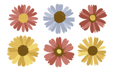 Abstract flowers vector clipart. Spring illustration.