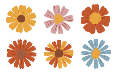 Abstract flowers vector clipart. Spring illustration.