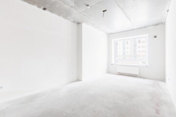 interior of the apartment without decoration in gray colors. rough finish