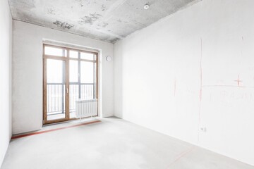 interior of the apartment without decoration in gray colors. rough finish