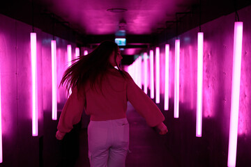 pinky kinky  ukraine woman in pink funfare futuristic neon light world