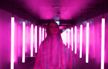 pinky kinky  ukraine woman in pink funfare futuristic neon light world