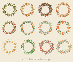 garland of flowers vector set
