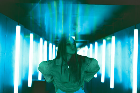 pinky kinky ukraine woman in pink funfare futuristic neon light world