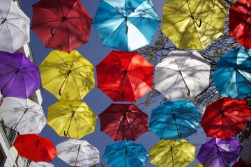Fototapeta na wymiar Ankara Cankaya Street with umbrellas