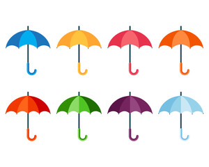 Umbrella icon set. Open umbrella set vector. Collection of side view umbrella vector illustration - obrazy, fototapety, plakaty