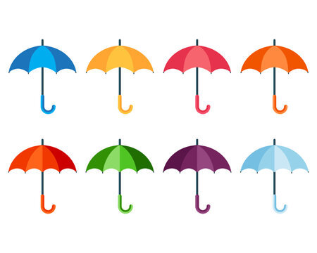 Umbrella icon set. Open umbrella set vector. Collection of side view umbrella vector illustration