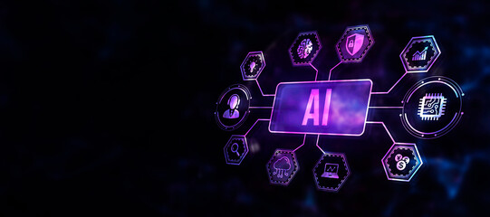 Internet, business, Technology and network concept. AI Learning and Artificial Intelligence Concept. 3d illustration