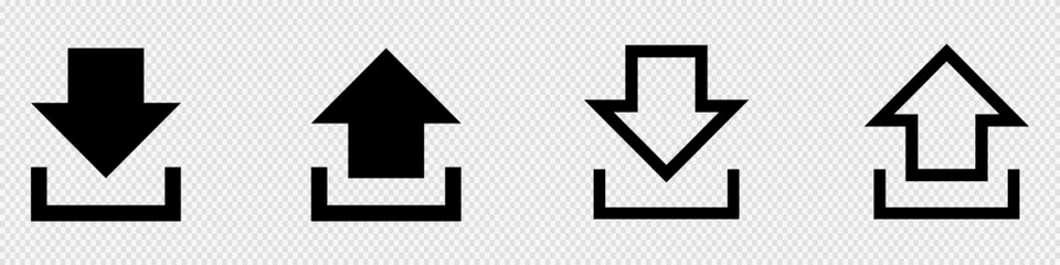 Upload and download icon line and silhouette solid style vector