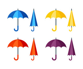 Set of umbrella icons. Open and folded umbrella vector illustration © Hunter Leader