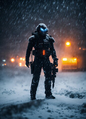 Naklejka premium A alien soldier monster shot