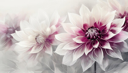 Piękne, abstrakcyjne kwiaty Dalii. Dekoracja ścienna. Generative AI - obrazy, fototapety, plakaty