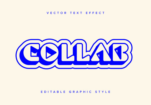 Blue Outlined Text Effect Mockup