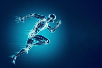 Fototapeta premium X-ray image a man running on solid background. ai generative