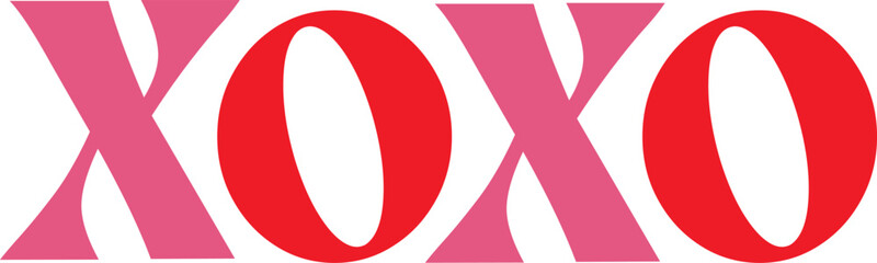 Valentine&rsquo;s Day XOXO text phrase design on plain white transparent isolated background for shirt, hoodie, sweatshirt, apparel, card, tag, mug, icon, poster or badge