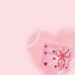 pink gift box with heart
