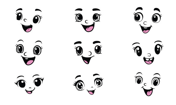 vector set of beautiful cartoon eyes