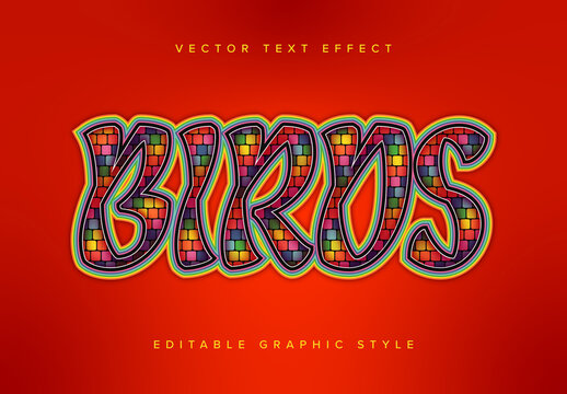 Layered Text Effect with Colourful Square Pattern