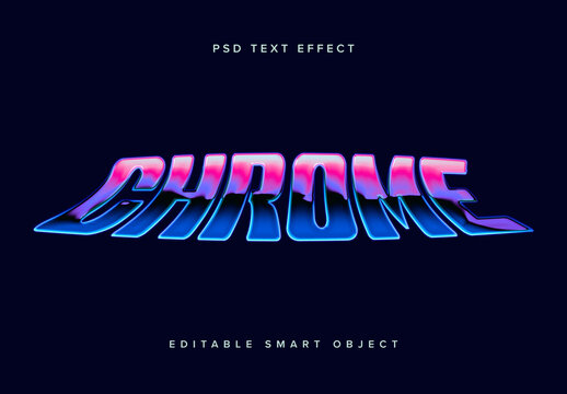 Warped Chrome Text Effect Mockup
