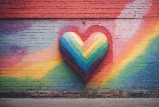 painted heart on brick wall