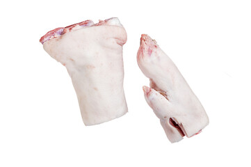 Butcher shop - Raw pork hoof,  knuckle, feet  Transparent background. Isolated.