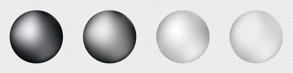 Black and white 3d sphere. Transparent black and white sphere vector