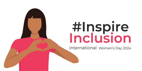 International Women's Day banner. #InspireInclusion.Campaign for gender equality.Illustration in a flat style.12.