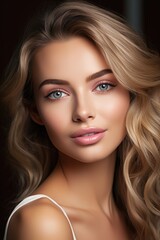Fototapeta premium Close up shot of a beautiful woman with very clear skin