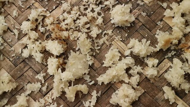 Nasi aking or dry rice is food that comes from inedible leftover rice which is cleaned and dried in the hot sun.