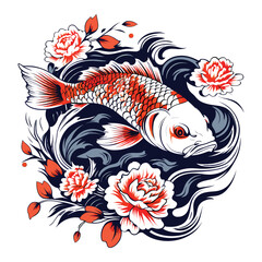 Cool and aesthetic colorful koi fish tattoo design