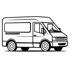 Van on the city road. Commercial delivery truck in action.