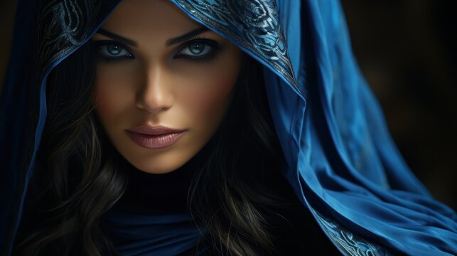 A woman in an Arabian cape