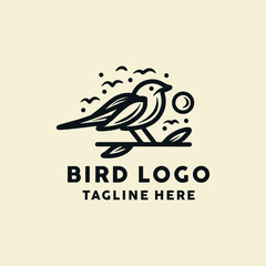 Fototapeta premium Bird Monoline Logo Symbol Design illustration vector Icon Emblem