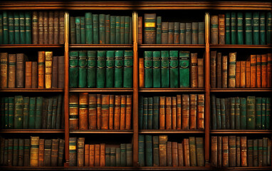 Old book collection in library - obrazy, fototapety, plakaty