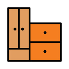 Interior Wardrobes Wood Filled Outline Icon