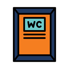 Wc Wood Door Filled Outline Icon