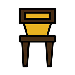 Chair Seat Wood Filled Outline Icon