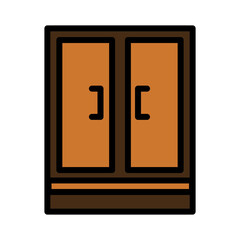 Home Cupboard Wood Filled Outline Icon