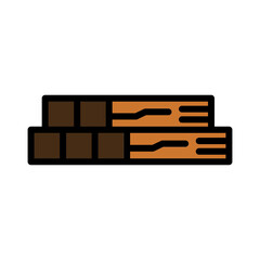 Pile Plank Wood Filled Outline Icon