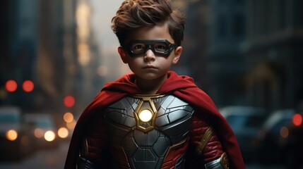 A child in a superhero costume - obrazy, fototapety, plakaty