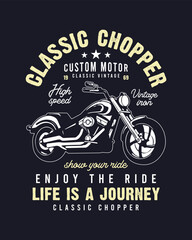 American Classic Vintage Chopper Rider Motorcycle T-shirt Design Vector Graphic. - obrazy, fototapety, plakaty