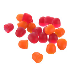 drop shape gummies isolated on floor, closeup gummy shot, vitamin D3 gummies