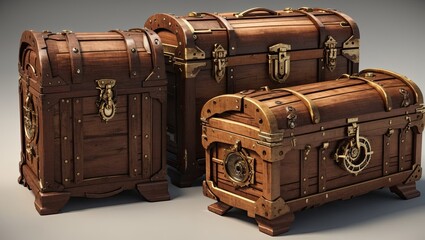 How about "Assorted Wooden Chests in Steampunk Style"?