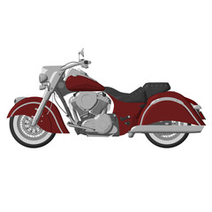 Czerwony zabytkowy luksusowy motocykl, ilustracja