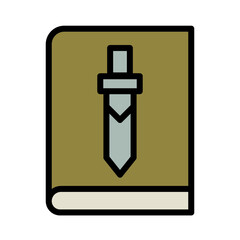 Book Sword Gaming Filled Outline Icon